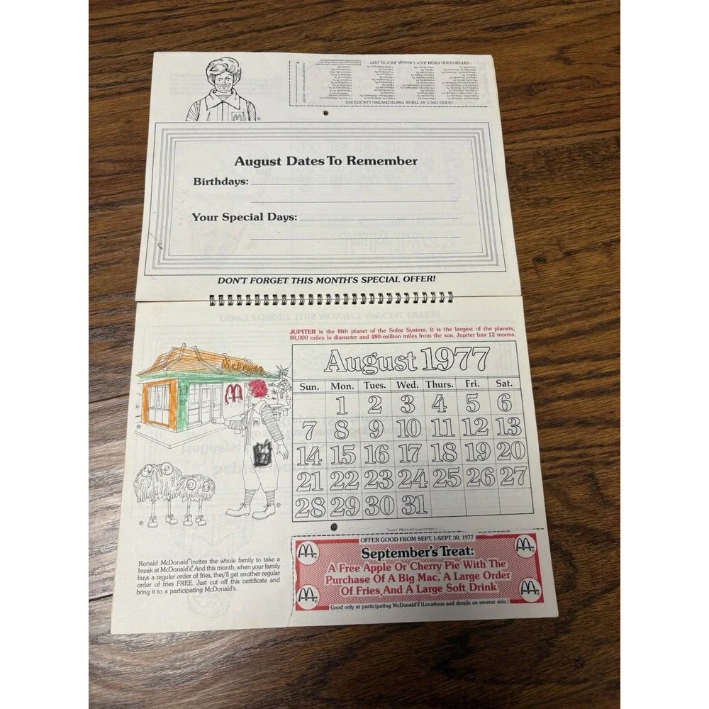 McDonalds 1976 Bicentennial Coloring Calendar (VF+)